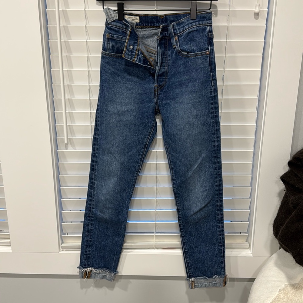 Levi’s 501 skinny frayed bottom jeans